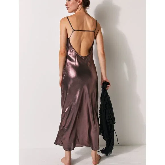 FREE PEOPLE Drop Everything Bias Slip / Rose Gold - Picture 5 of 7